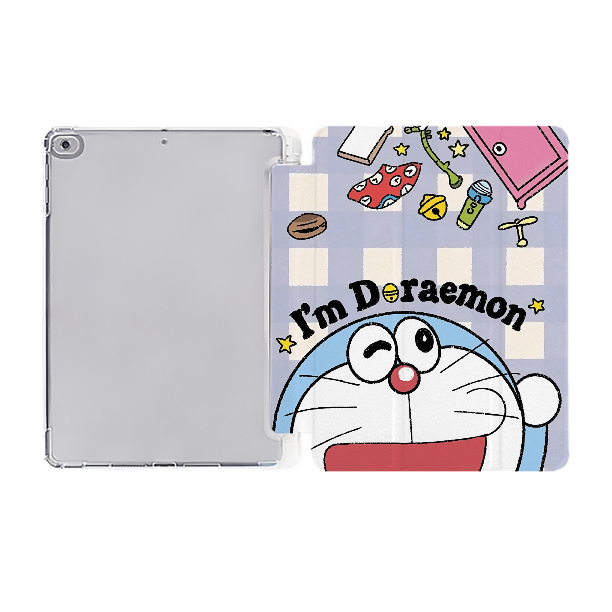 （画像用） ドラえもん Doraemon IPad ケース ペン収納付き 三つ折りスタンド PUレザー×シリコン 対応機種9.5/10.5/10.9インチ
